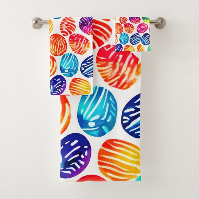 Farbenfrohe Fingerabdruckkunst Badhandtuch Set (Insitu)
