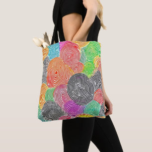 Farbenfrohe Fingerabdruckmuster Abstrakt Art Tasche