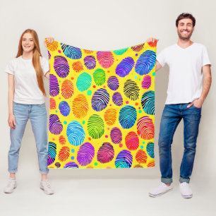 Farbenfrohe Fingerprint-Symphonie Fleecedecke