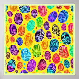 Farbenfrohe Fingerprint-Symphonie Poster