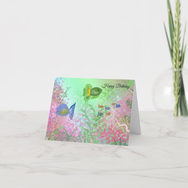 Farbenfrohe Fische Geburtstagwünsche Karte (Vorderseite)