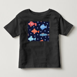 Farbenfrohe Fische und Perlen auf blauem Untergrun Kleinkind T-shirt