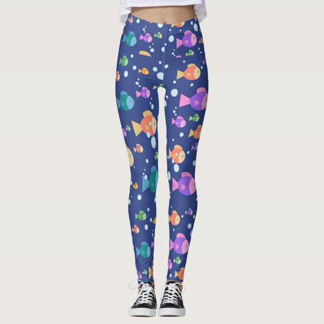 Farbenfrohe Fische unter Wasser Leggings (Vorderseite)