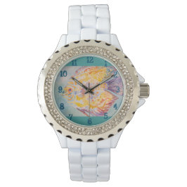 Farbenfrohe Fische Wasserfarbe Frauen Meeresküste Armbanduhr
