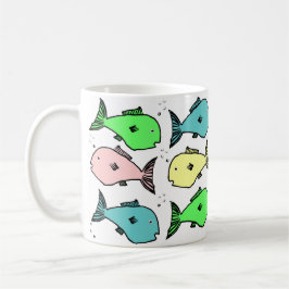 Farbenfrohe Fischgestaltung Kaffeetasse