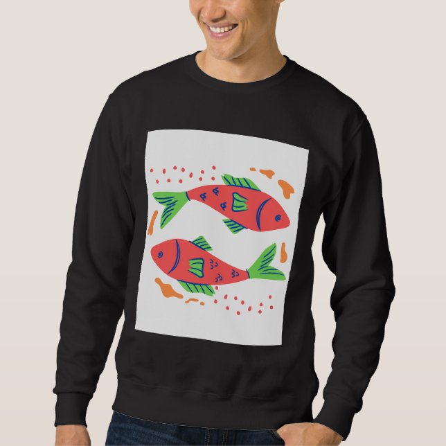 Farbenfrohe Fischkunst Sweatshirt (Vorderseite)