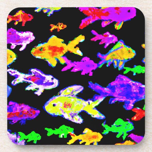 Farbenfrohe Fischmuster Malerei Art. Jetzt kaufen Getränkeuntersetzer (Vorderseite)
