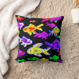 Farbenfrohe Fischmuster Malerei Art. Jetzt kaufen Kissen