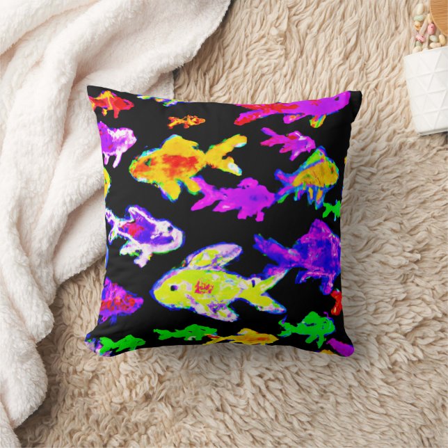 Farbenfrohe Fischmuster Malerei Art. Jetzt kaufen Kissen (Decke)