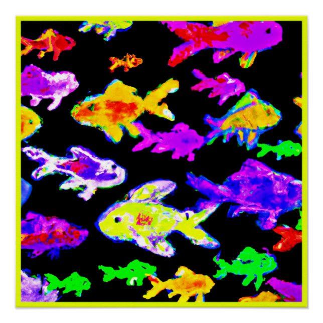 Farbenfrohe Fischmuster Malerei Art. Jetzt kaufen Poster (Vorderseite)