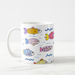 Farbenfrohe Fischschule Kaffeetasse