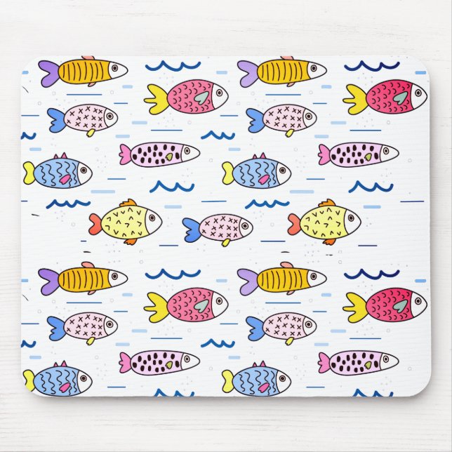 Farbenfrohe Fischschule Mousepad (Vorne)