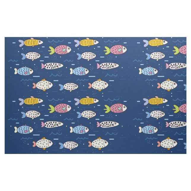 Farbenfrohe Fischschule Stoff (Fat Quarter (45,7 x 55,9 cm))