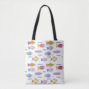 Farbenfrohe Fischschule Tasche