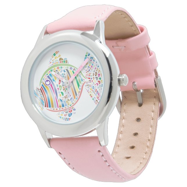 Farbenfrohe Fish Watch Armbanduhr (Schrägansicht)