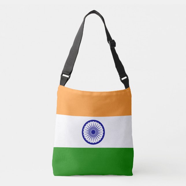 Farbenfrohe Flagge Indiens Tragetaschen Mit Langen Trägern (Vorderseite)
