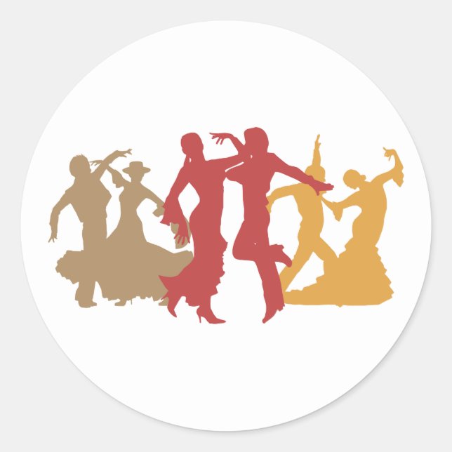Farbenfrohe Flamenco Tänzer Runder Aufkleber (Vorderseite)