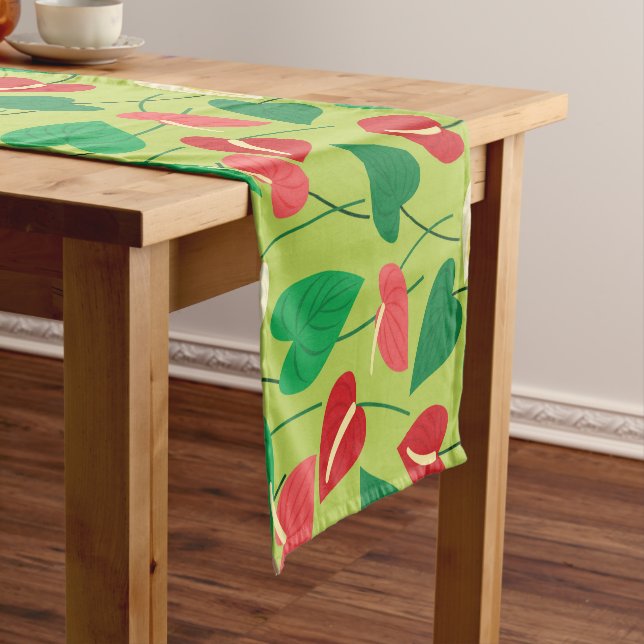 Farbenfrohe Flamingo-Blume Muster kurze Tafel rund Kurzer Tischläufer (Beispiel)