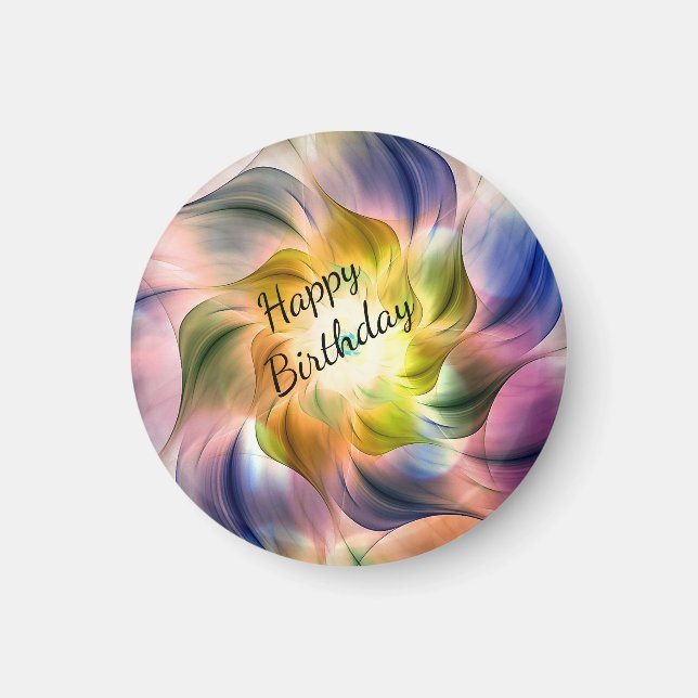 Farbenfrohe Flamme-Fraktal-Blume Magnet (Vorne)
