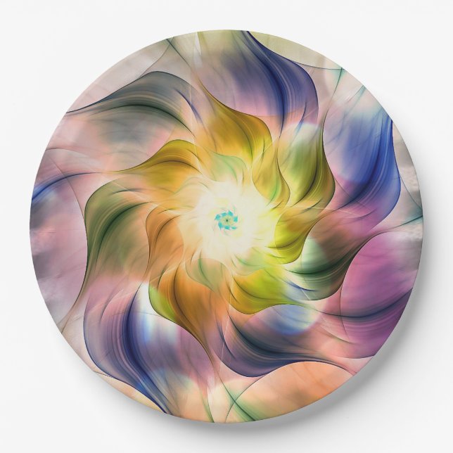 Farbenfrohe Flamme-Fraktal-Blume Pappteller (Vorderseite)