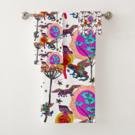 Farbenfrohe Fliegende Frösche Badhandtuch Set