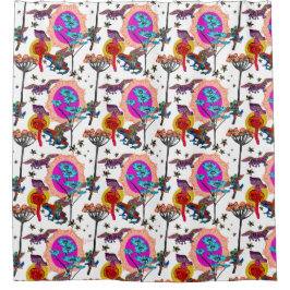 Farbenfrohe Fliegende Frösche Duschvorhang