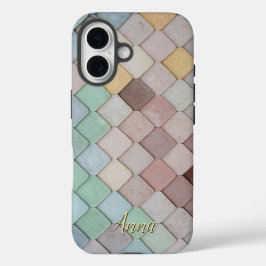Farbenfrohe Fliesen Thema Personalisiert iPhone 16 Hülle