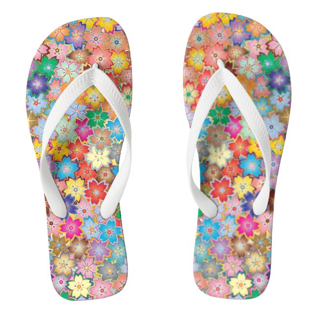 Farbenfrohe Flip Flops im Blumendesign (Fußbett)