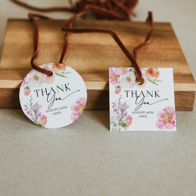 Farbenfrohe Flora Vielen Dank Geschenkanhänger (Von Creator hochgeladen)