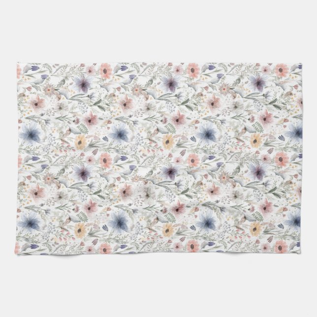 Farbenfrohe Flora Wasserfarbe Set Styl Botanica Geschirrtuch (Horizontal)