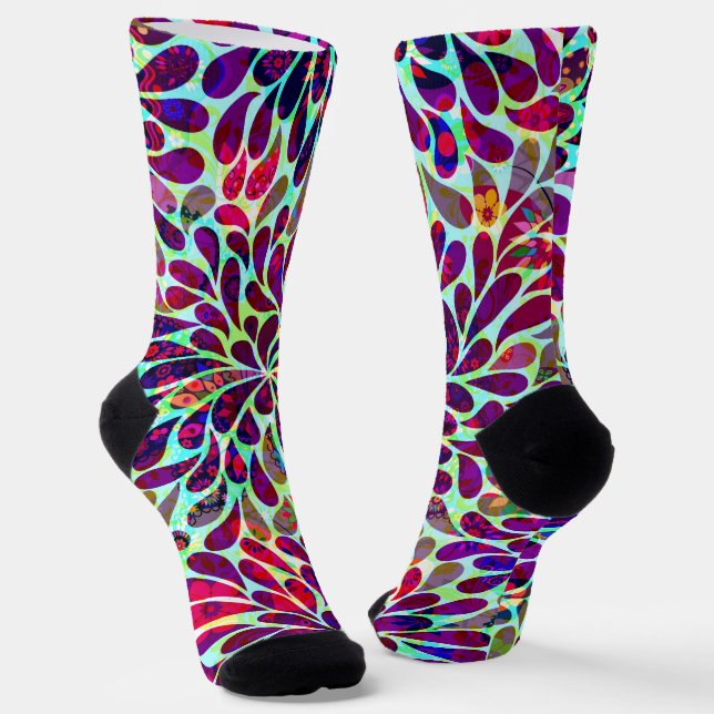 Farbenfrohe Floral Damask Socken (Gewinkelt)