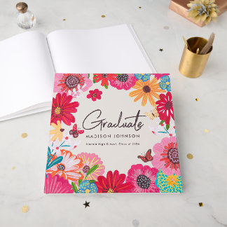 Farbenfrohe Florale Abschlussfeier Gästebuch
