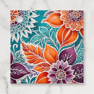 Farbenfrohe florale Batik Kunsttipps Geschenkanhänger