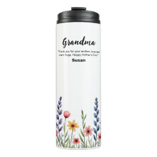Farbenfrohe florale Blume glückliche Mütter geben  Thermosbecher
