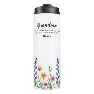 Farbenfrohe florale Blume glückliche Mütter geben  Thermosbecher
