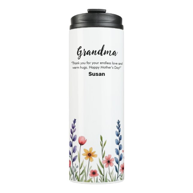 Farbenfrohe florale Blume glückliche Mütter geben  Thermosbecher (Vorderseite)