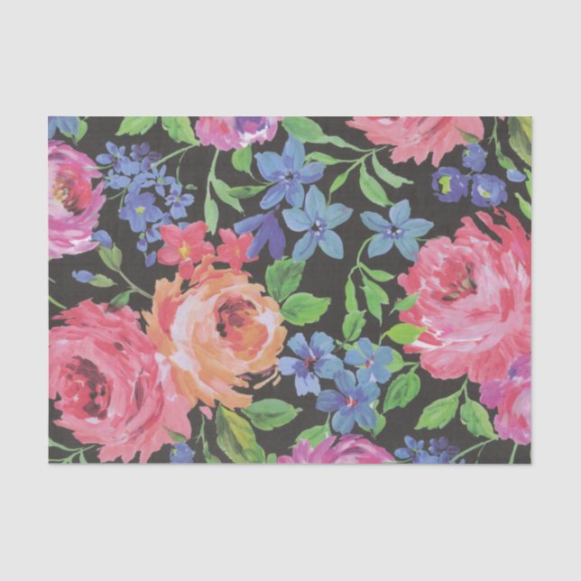 Farbenfrohe florale Collage von Blume Peony Seidenpapier (Vorderseite)