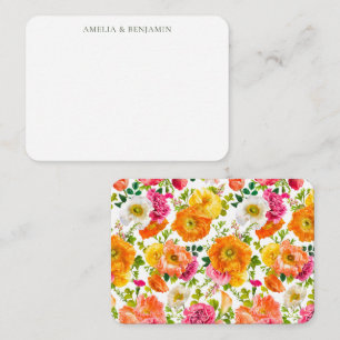 Farbenfrohe florale Couple Individuelle Name Gesch Mitteilungskarte