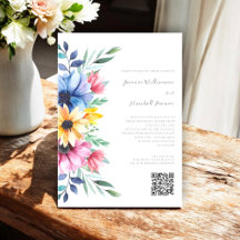 farbenfrohe florale elegante qr code Hochzeitswebs