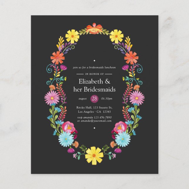 Farbenfrohe florale Fiesta Bridesmaids Flyer (Vorne)