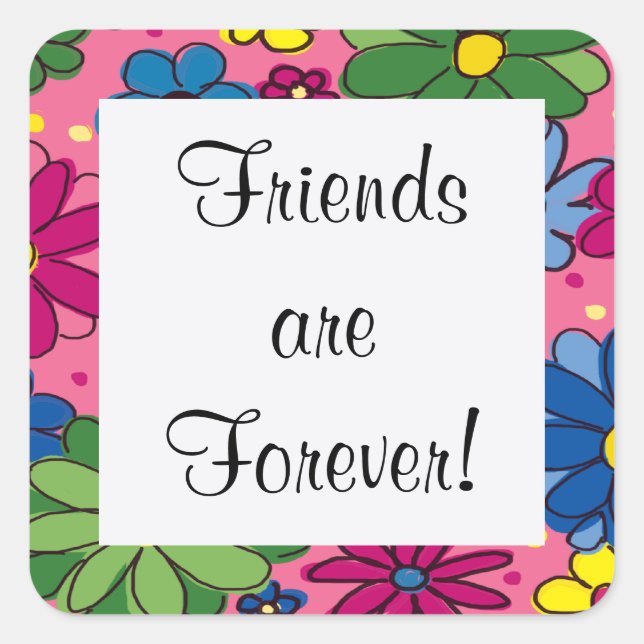 Farbenfrohe, florale Freunde sind ewig Sticker (Vorderseite)