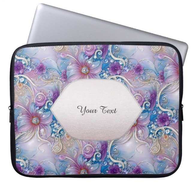 Farbenfrohe florale Frühlingsmuscheln Laptop-Sieb Laptopschutzhülle (Vorderseite)
