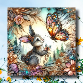 Farbenfrohe, florale gestanzte Gläser Bunny Oaster Feiertagskarte