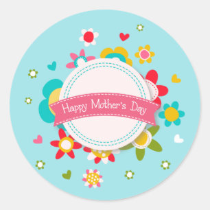 Farbenfrohe florale Happy Mother Day  Aufkleber - 
