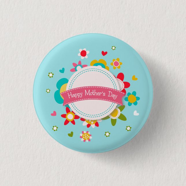 Farbenfrohe florale Happy Mother Day| Button (Vorderseite)