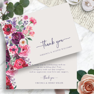 Farbenfrohe Florale Hochzeit Dankeskarte