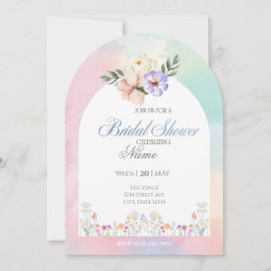 Farbenfrohe florale Hochzeitsdusche Einladung