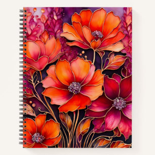 Farbenfrohe florale Ink Art Spirituosen Notebook Notizbuch
