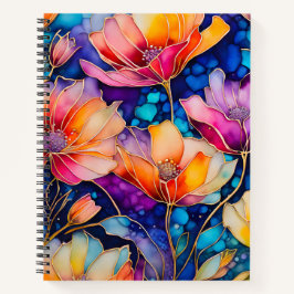 Farbenfrohe florale Ink Art Spirituosen Notebook Notizbuch