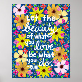 Farbenfrohe, florale Inspirierend Angebotstypograf Poster